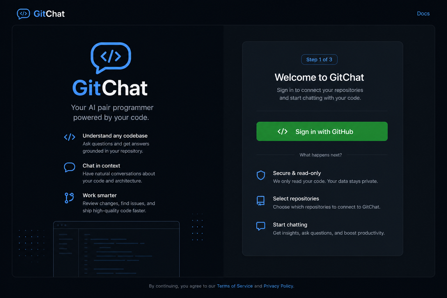 GitChat GitHub sign-in screen